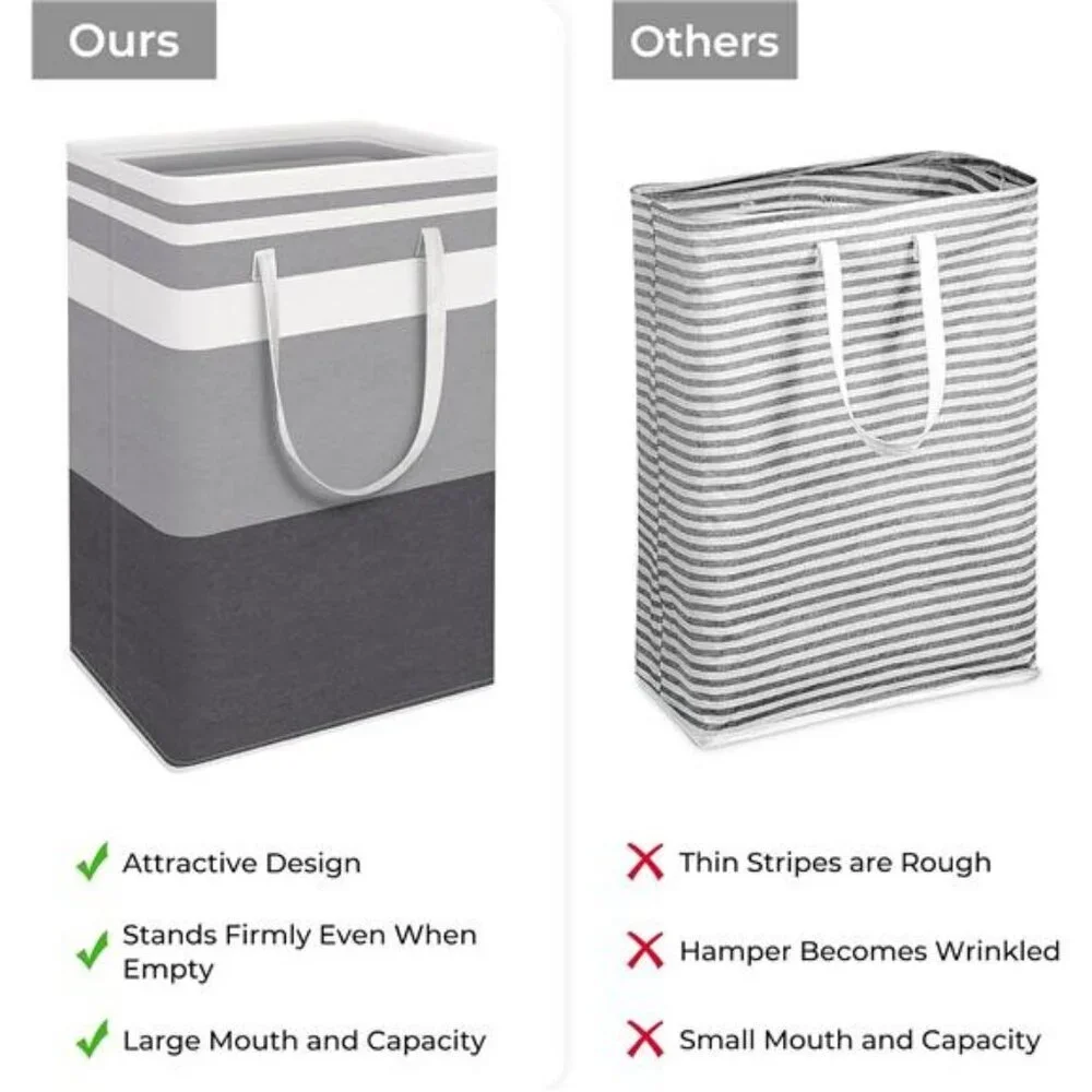 Large Laundry Hamper Waterproof Collapsible Basket with Handles 2 Pack 88L